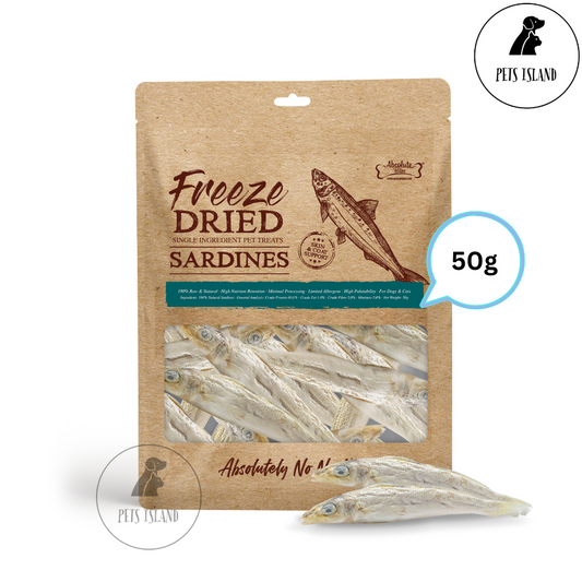 Absolute Bites Sardine Single Ingredient Freeze Dried Raw Treats for Dogs & Cats 50g