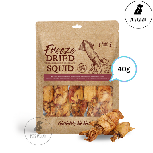 Absolute Bites Squid Single Ingredient Freeze Dried Raw Treats for Dogs 40g