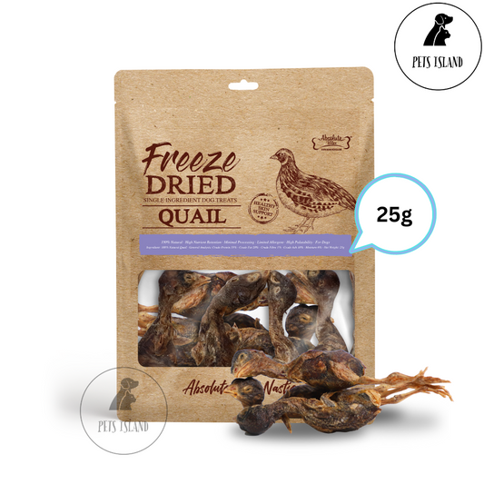 Absolute Bites Quail Single Ingredient Freeze Dried Raw Treats for Dogs 25g