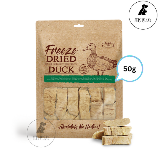 Absolute Bites Duck Single Ingredient Freeze Dried Raw Treats for Dogs 50g