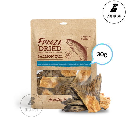 Absolute Bites Salmon Tail Single Ingredient Freeze Dried Raw Treats for Dogs 30g