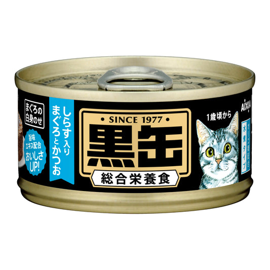 Aixia Kuro-Can Mini Tuna and Skipjack with Whitebait Canned Cat Food 80g