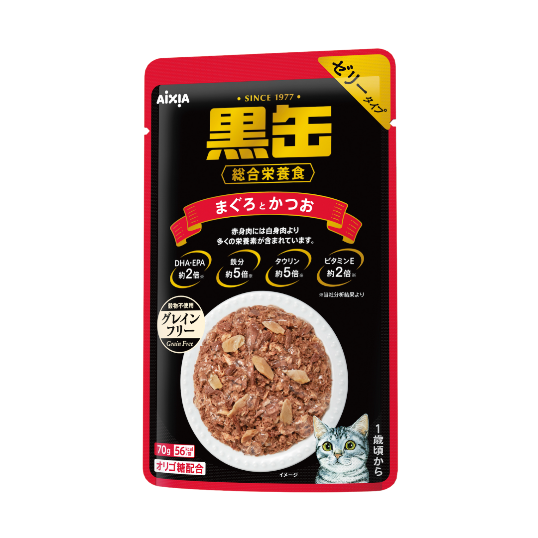 Aixia Kuro-Can Tuna & Skipjack Adult Pouch Cat Food 70g x 12