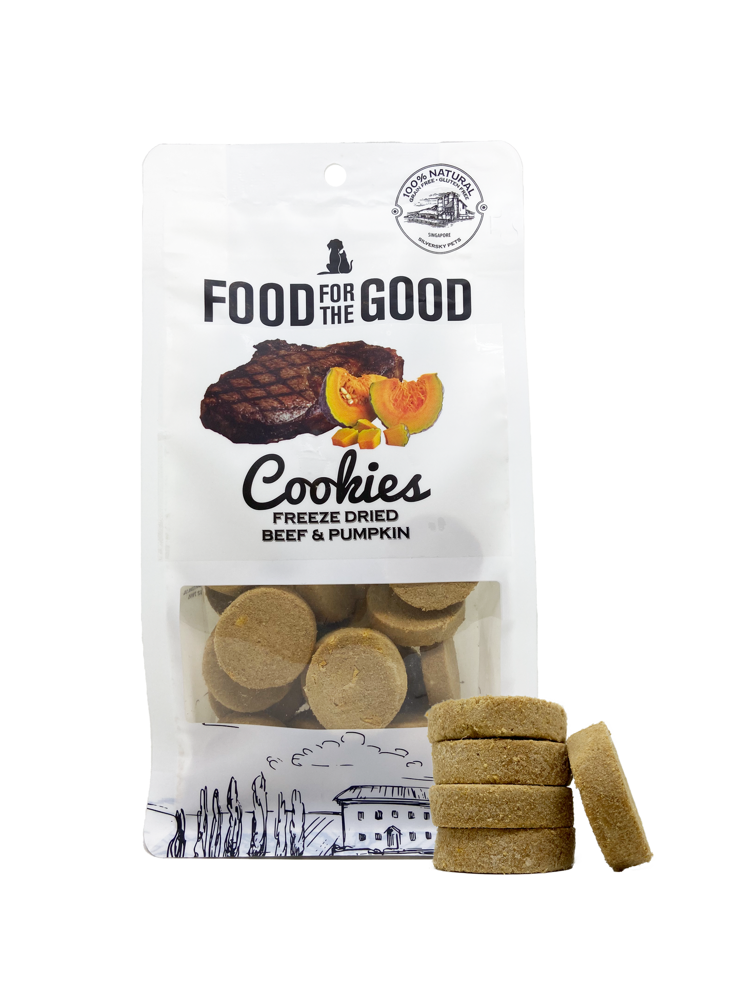 Food For The Good Beef & Pumpkin Cookies Freeze Dried Treats For Cats & Dogs 70g