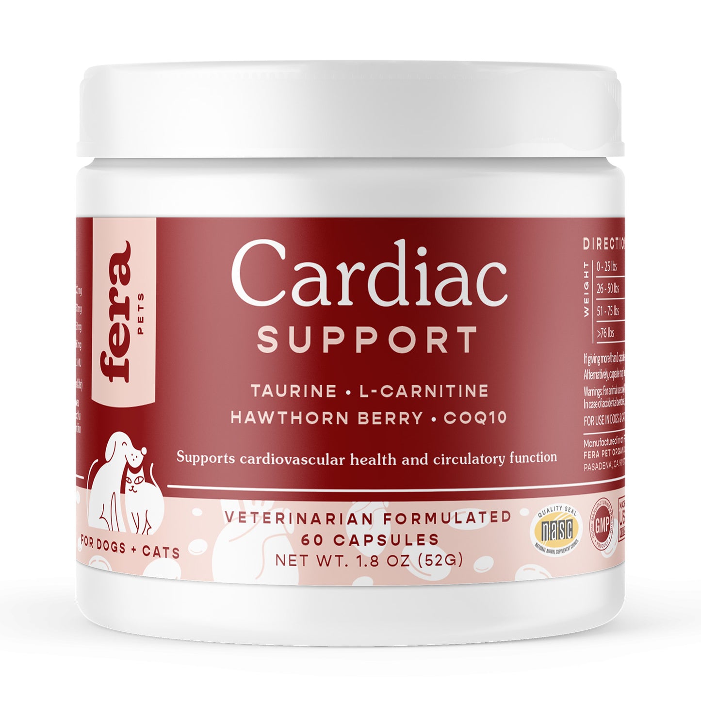 Fera Pet Organics Cardiac Support For Cats & Dogs 60caps