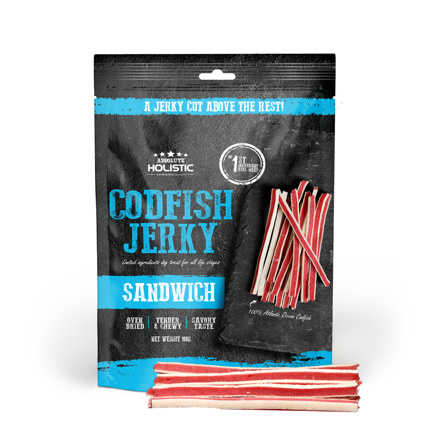 Absolute Holistic Cod Fish Sandwich Dumbbell Dog Treats 100g