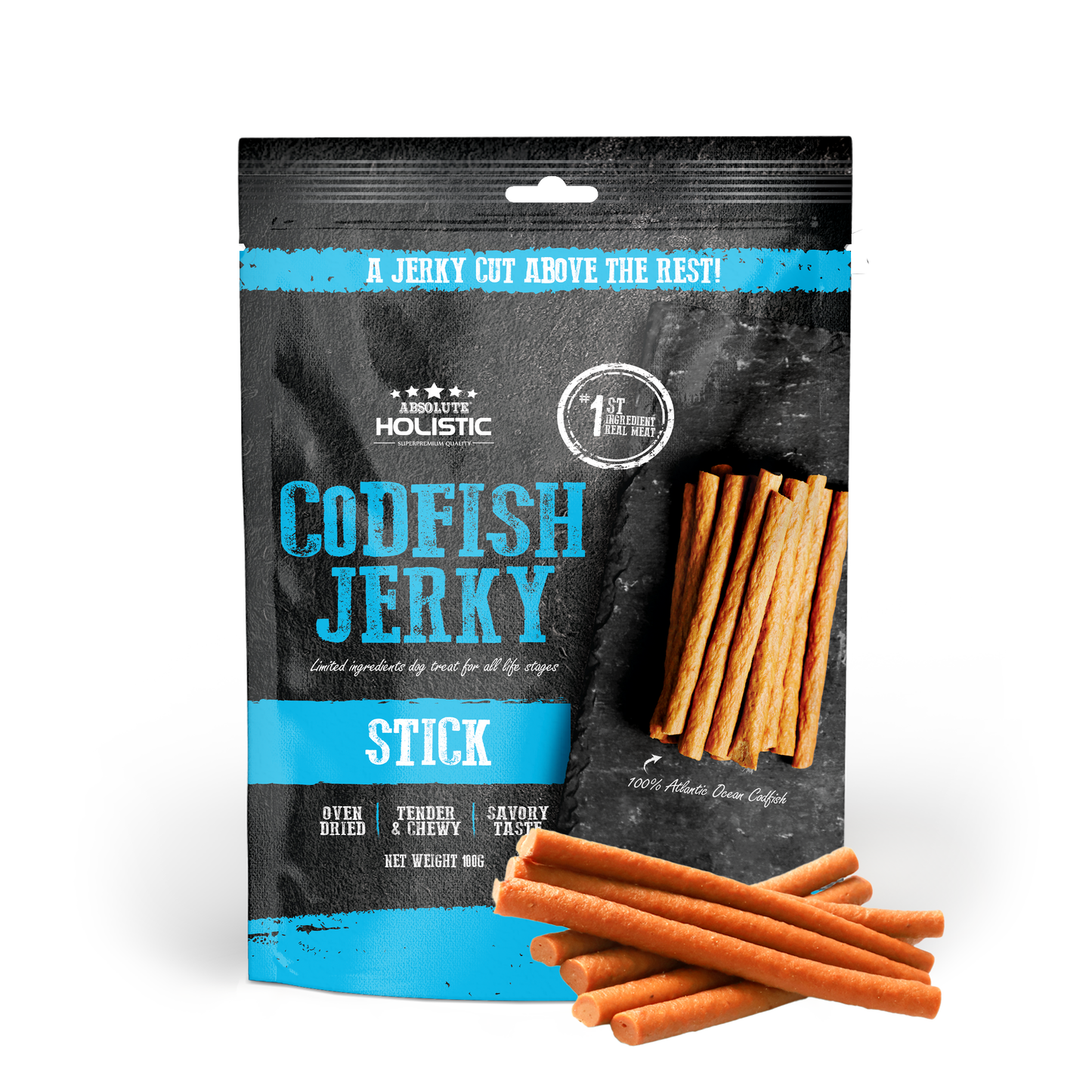 Absolute Holistic Cod Fish Stick Dumbbell Dog Treats 100g