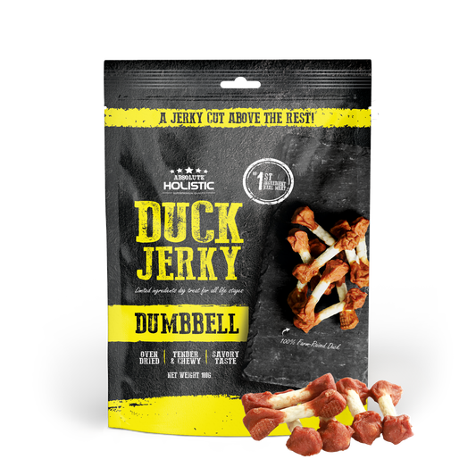 Absolute Holistic Duck Jerky Dumbbell Dog Treats 100g