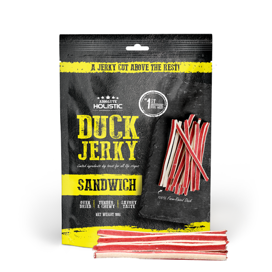 Absolute Holistic Duck Jerky Sandwich Dog Treats 100g