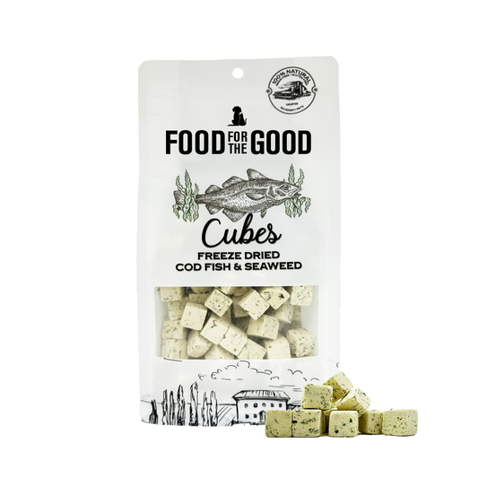 Food For The Good Codfish & Seaweed Cubes Freeze Dried Treats For Cats & Dogs 70g