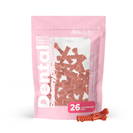 Altimate Pet Cranberry Toothbrush Mini Dental Dog Treats 26pcs