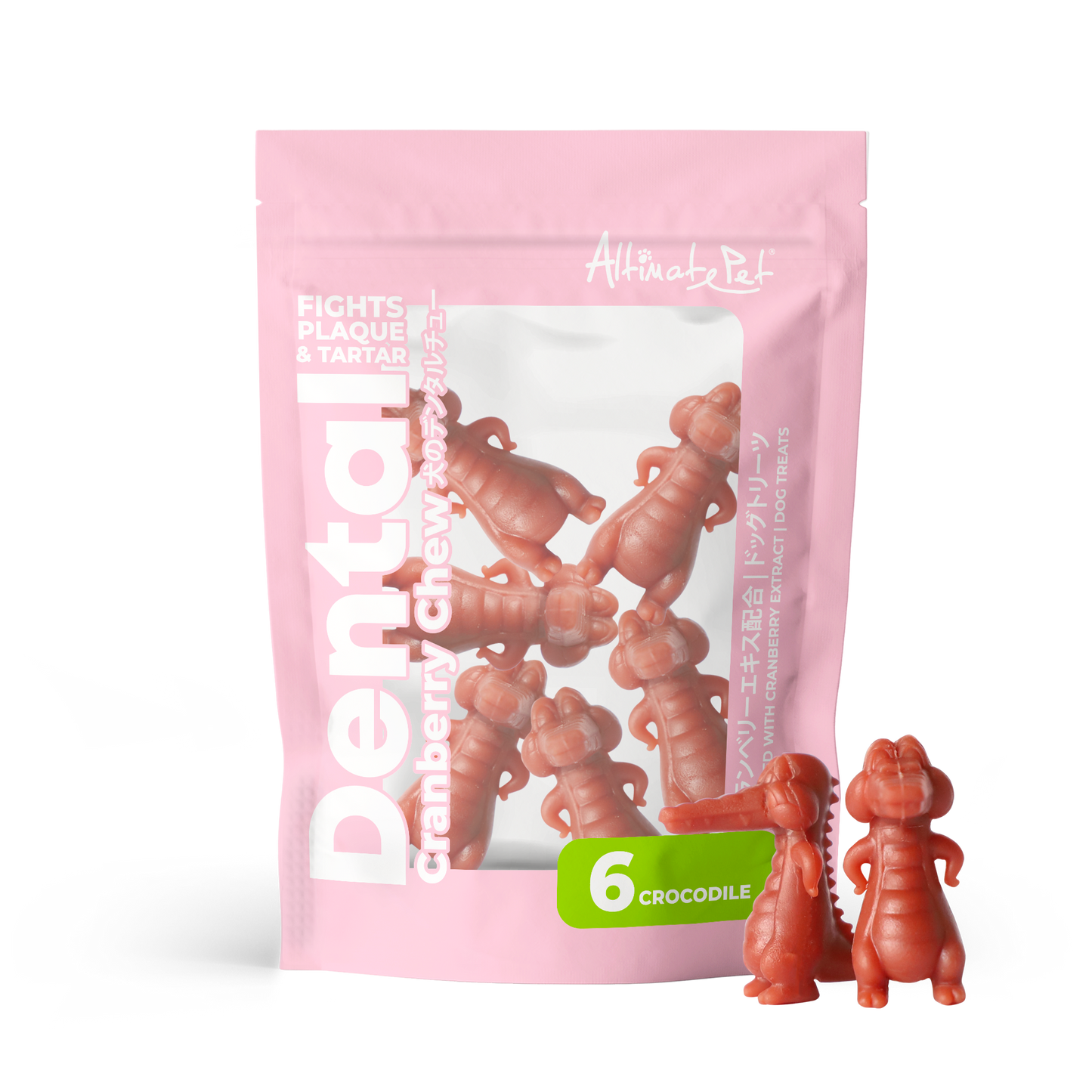 Altimate Pet Cranberry Crocodile Dental Dog Treats 6pcs