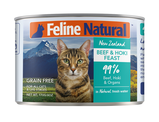 Feline Natural Beef & Hoki Feast Canned Cat Food 170g