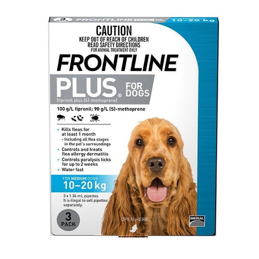 Frontline Plus For Medium Dogs 10 - 20kg 6 Pipettes