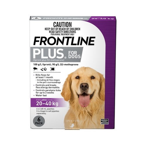 Frontline Plus For Large Dogs 20 - 40kg 6 Pipettes