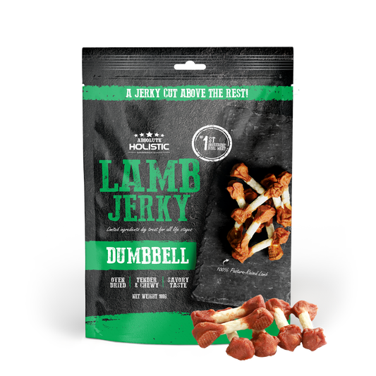 Absolute Holistic Lamb Jerky Dumbbell Dog Treats 100g