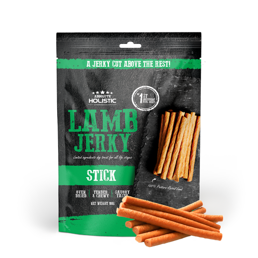 Absolute Holistic Lamb Jerky Sticky Dog Treats 100g