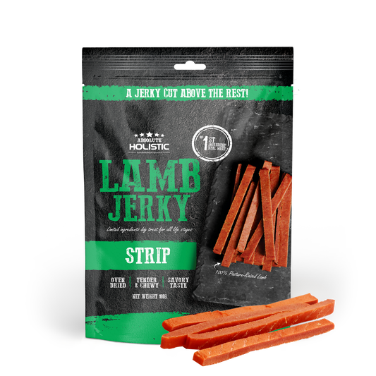 Absolute Holistic Lamb Jerky Strip Dog Treats 100g