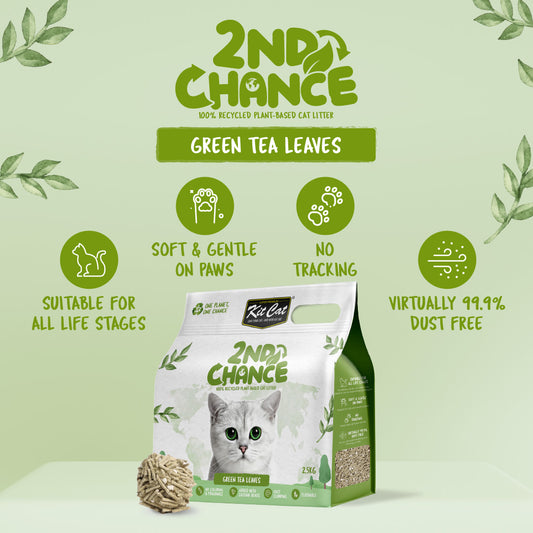 Kit Cat 2nd Chance Green Tea Leaves Clumping Cat Litter 2.5kg