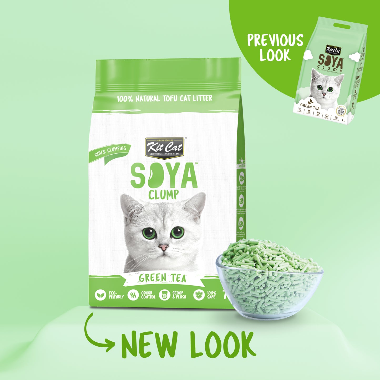 Kit Cat Soya Clump Green Tea Cat Litter 7L