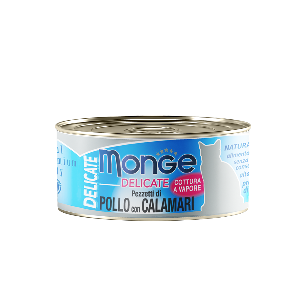 Monge Delicate Chicken with Squid Canned Cat Food 80g