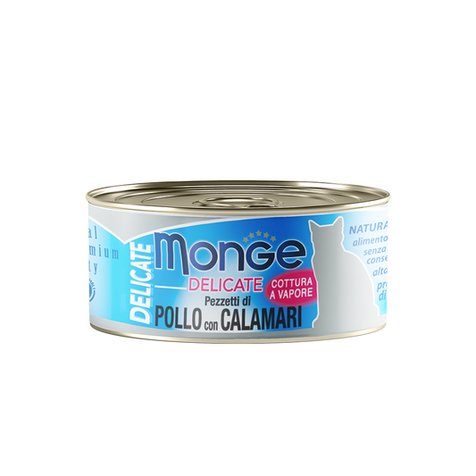 Monge Delicate Chicken with Squid Canned Cat Food 80g