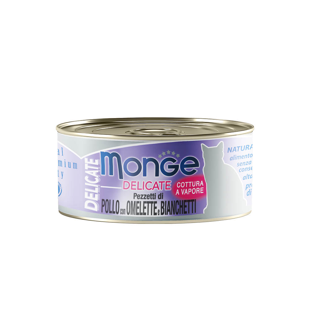 Monge Delicate Chicken With Omelette & Whitebait Canned Cat Food 80g