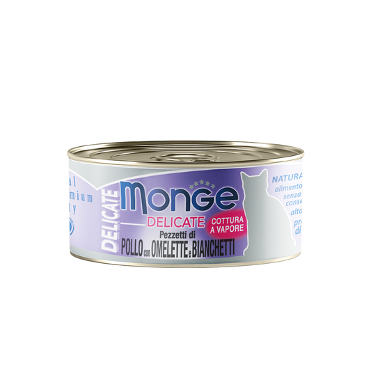 Monge Delicate Chicken With Omelette & Whitebait Canned Cat Food 80g