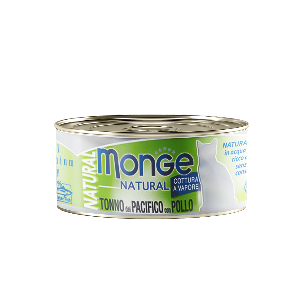 Monge Natural Yellowfin Tuna with Chicken Canned Cat Food 80g