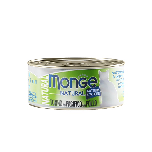 Monge Natural Yellowfin Tuna with Chicken Canned Cat Food 80g