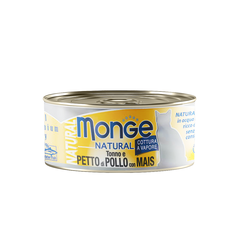 Monge Natural Tuna & Chicken With Corn Canned Cat Food 80g