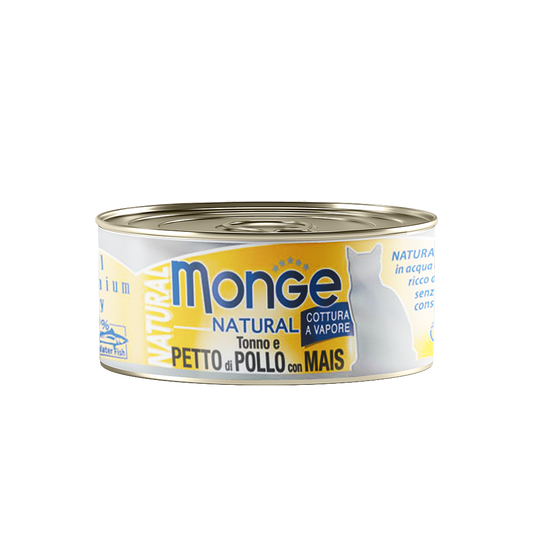 Monge Natural Tuna & Chicken With Corn Canned Cat Food 80g