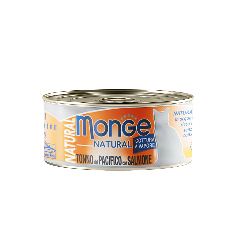 Monge Natural Yellowfin Tuna With Salmon Canned Cat Food 80g