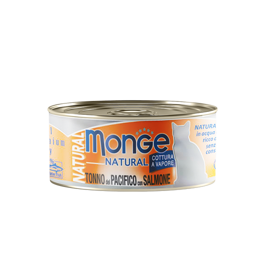 Monge Natural Yellowfin Tuna With Salmon Canned Cat Food 80g