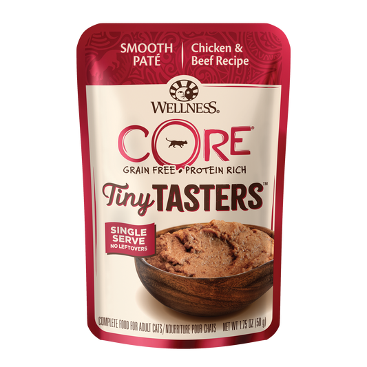 Wellness CORE Tiny Tasters Chicken & Beef Pate Adult Pouch Cat Food 1.75oz