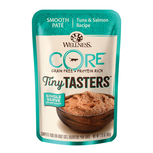 Wellness CORE Tiny Tasters Tuna & Salmon Pate Adult Pouch Cat Food 1.75oz
