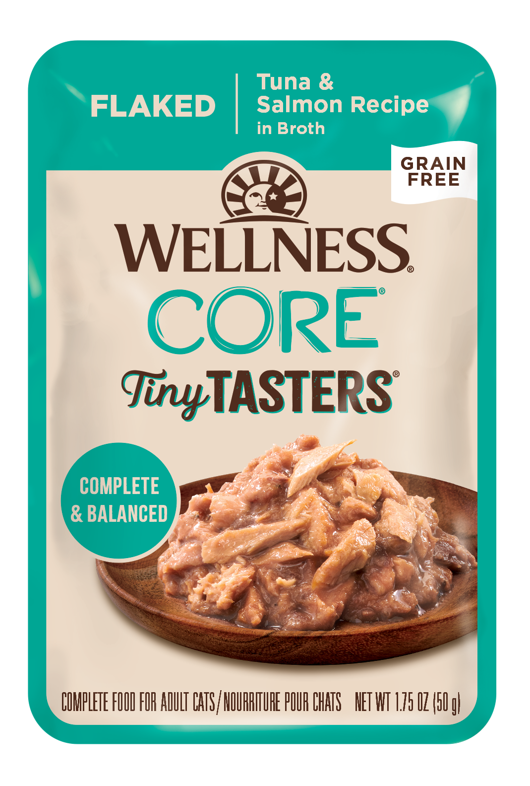 Wellness CORE Tiny Tasters Tuna & Salmon Flaked Adult Pouch Cat Food 1.75oz