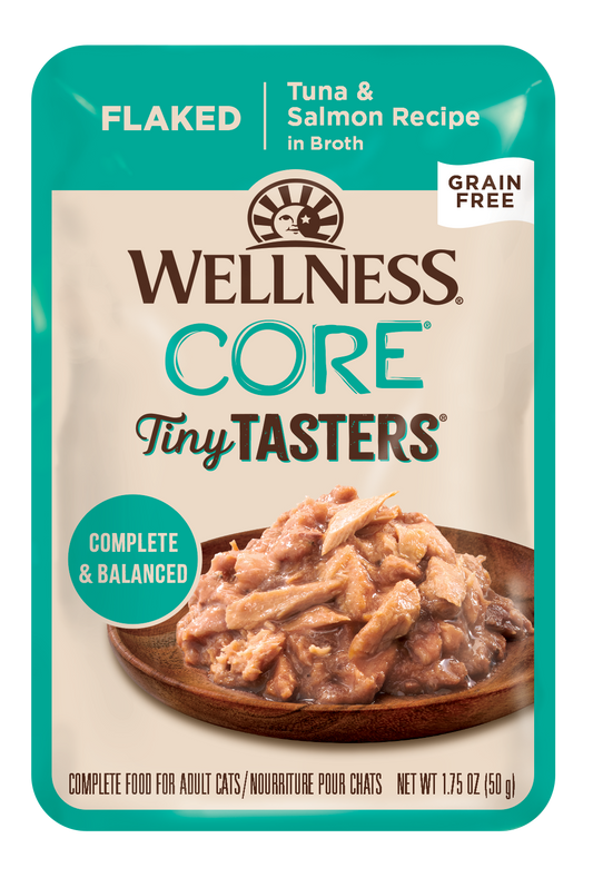 Wellness CORE Tiny Tasters Tuna & Salmon Flaked Adult Pouch Cat Food 1.75oz