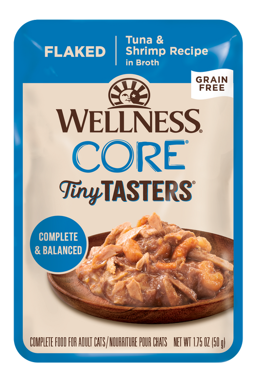 Wellness CORE Tiny Tasters Tuna & Shrimp Flaked Adult Pouch Cat Food 1.75oz