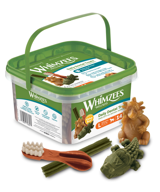 Whimzees All Natural Dental Treats for Dogs Variety Value Box L 14pcs