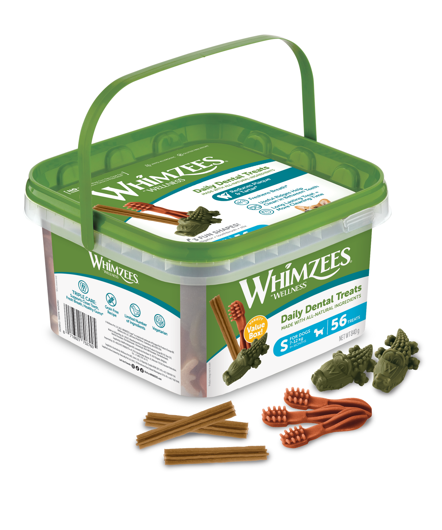 Whimzees All Natural Dental Treats for Dogs Variety Value Box S 56pcs