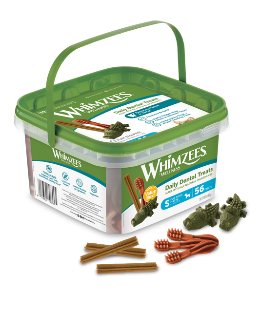 Whimzees All Natural Dental Treats for Dogs Variety Value Box S 56pcs