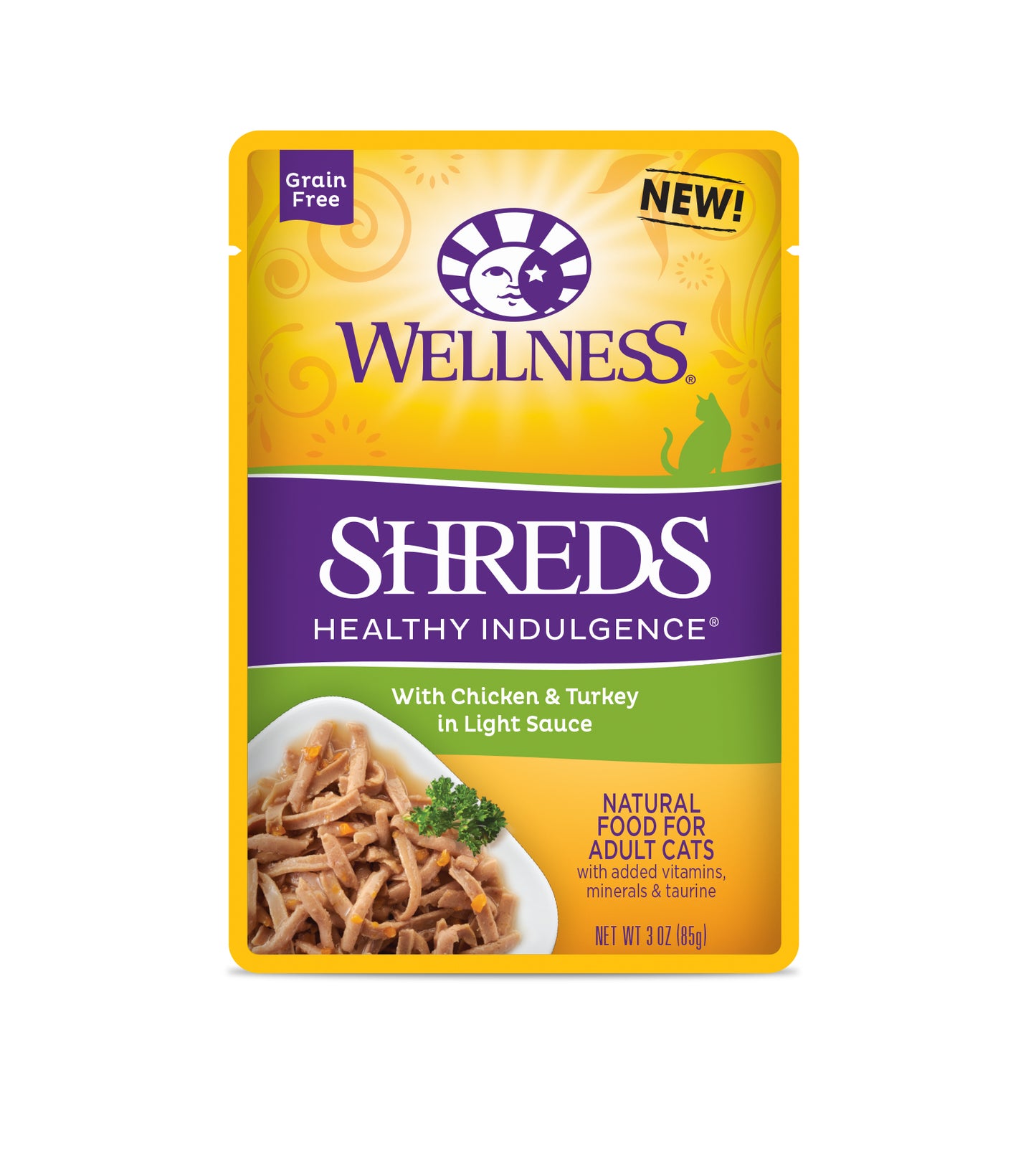 Wellness Healthy Indulgence Shreds Chicken & Turkey Pouch Cat Food 3oz