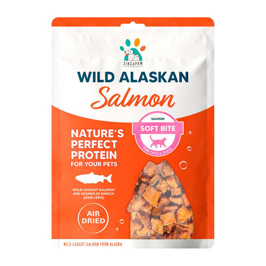 Singapaw Wild Alaskan Salmon Soft Bite Air Dried Treats For Cats & Dogs 70g