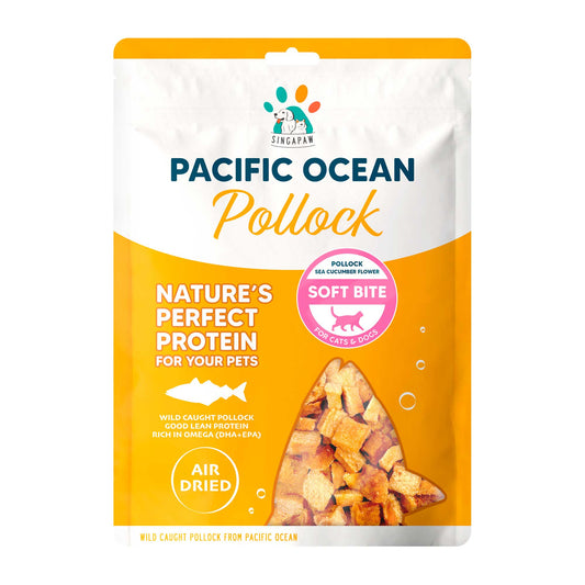 Singapaw Pacific Ocean Pollock With Sea Cucumber Flower Soft Bite Air Dried Treats For Cats & Dogs 70g