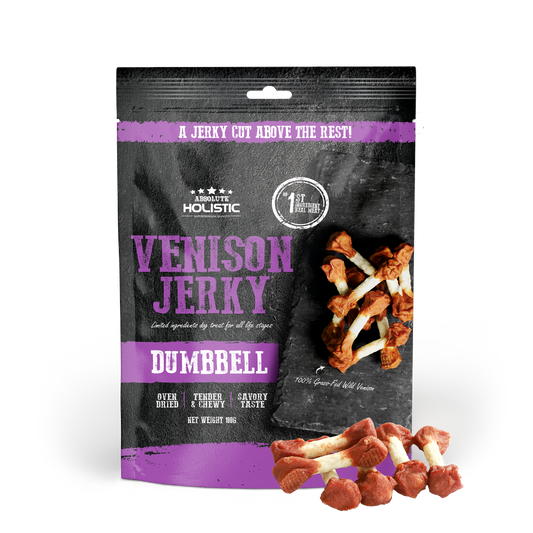 Absolute Holistic Venison Jerky Dumbbell Dog Treats 100g