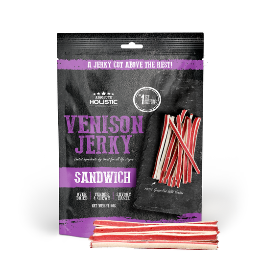 Absolute Holistic Venison Jerky Sandwich Dog Treats 100g