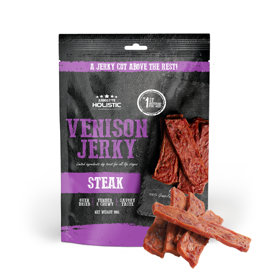 Absolute Holistic Venison Jerky Steak Dog Treats 100g