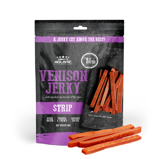 Absolute Holistic Venison Jerky Strip Dog Treats 100g