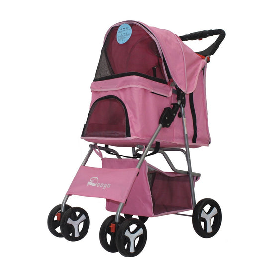 Pet Stroller Foldable Washable Dog Cat Carrier 4 Wheels Lightweight Trolley